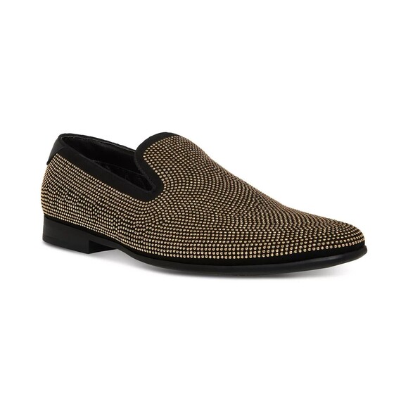 Steve Madden Mezmoryz Loafers Flats Mens 8.5 Black Gold Stud Slip On Shoes NWB main image 7